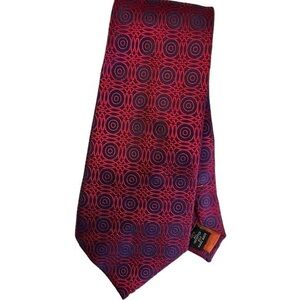 Ben Sherman red & iridescent blue geometric overlapping circles silk tie
